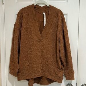 LULULEMON Rippled V-Neck Pullover Oversize Relaxed  Copper Size 8 EUC